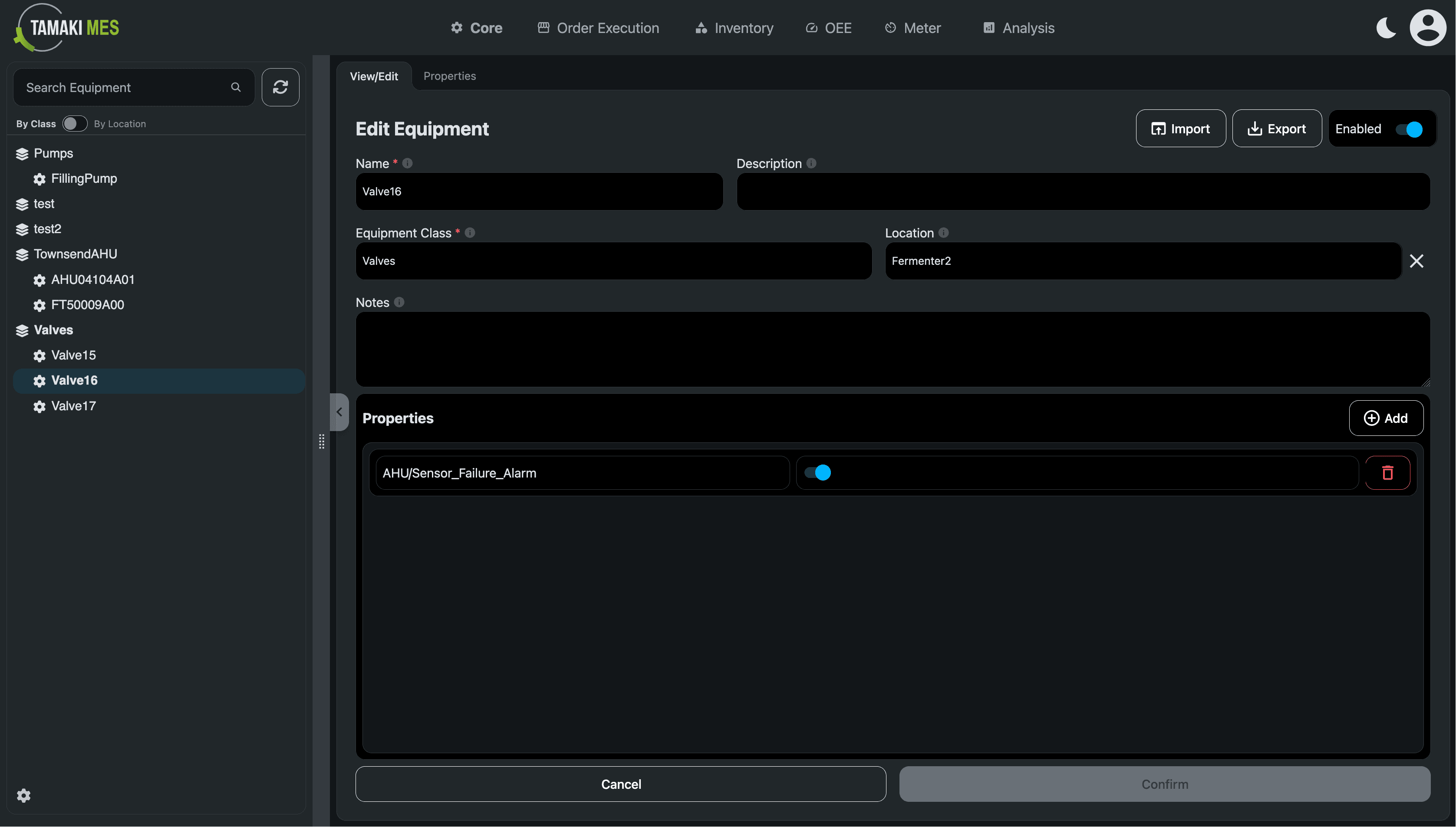 Tamaki MES Metering Equipment Configuration