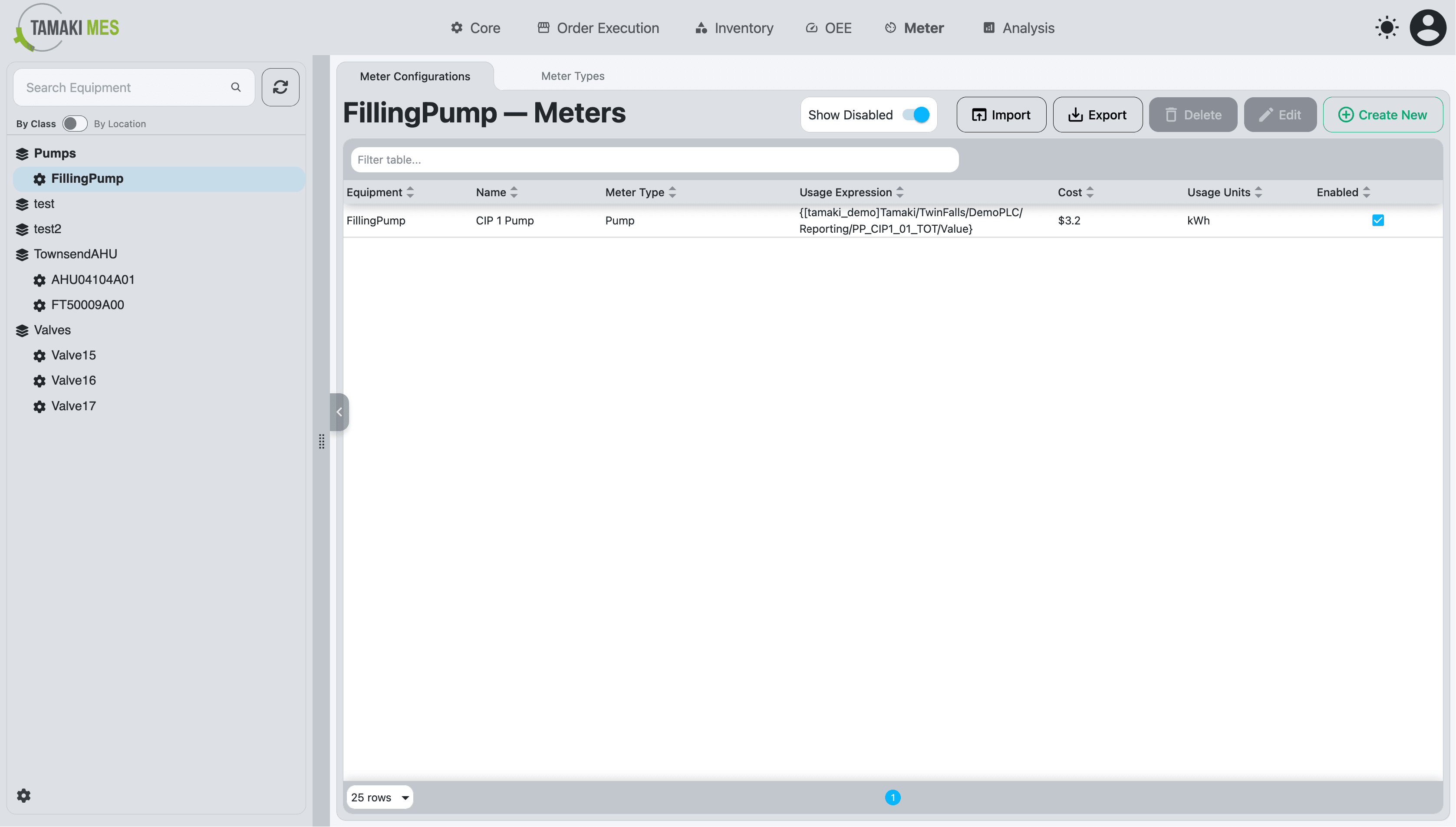 Tamaki MES Meter Configuration