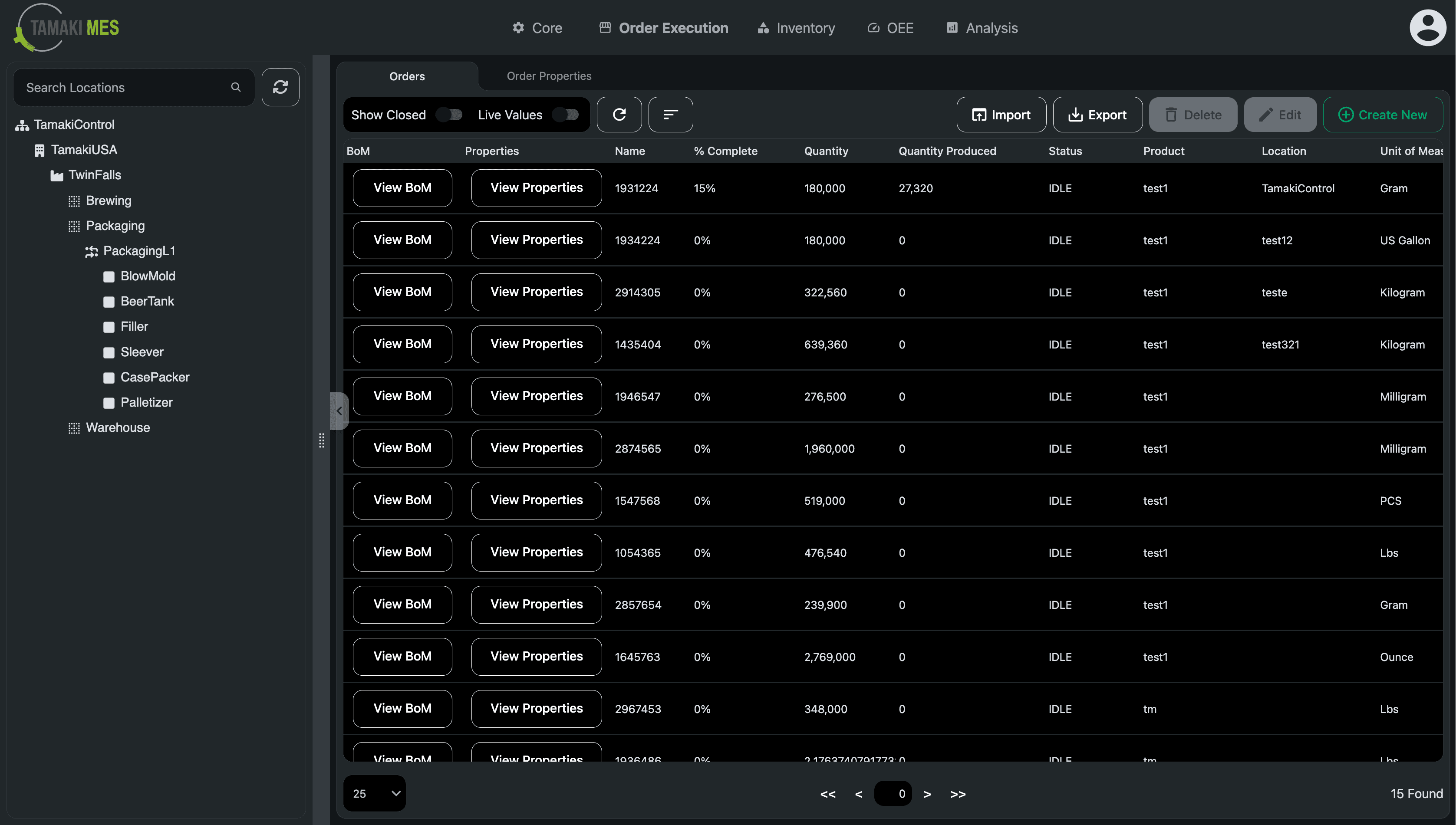Tamaki MES Order Management