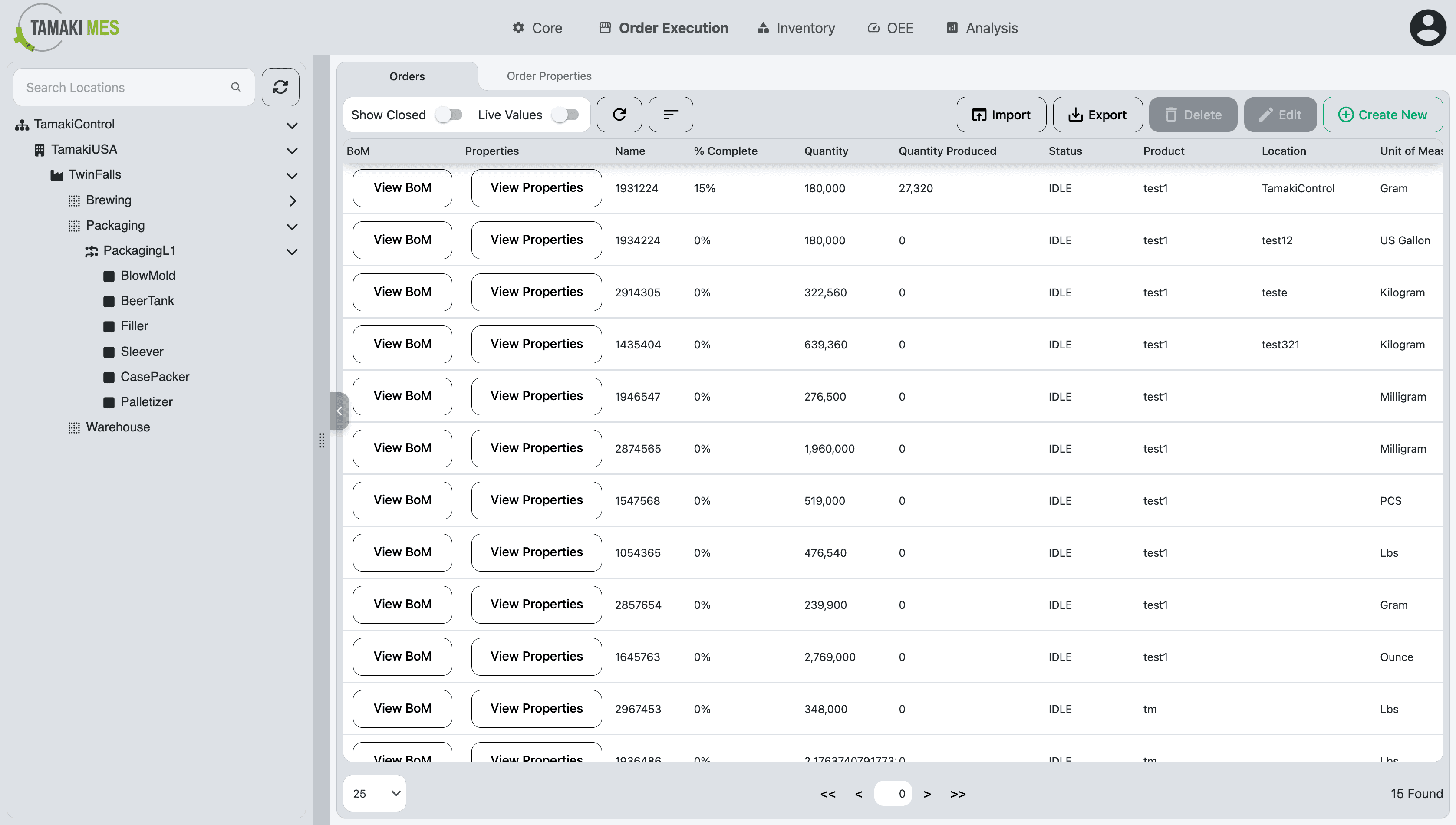 Tamaki MES Order Management